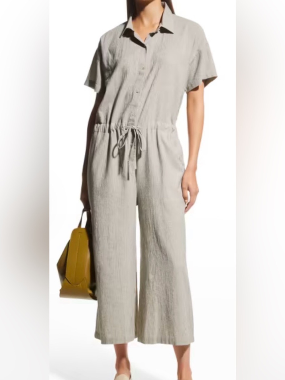 Eileen Fisher Less by Design jumpsuit Striped Wide-Leg Jumpsuit in Gray Size